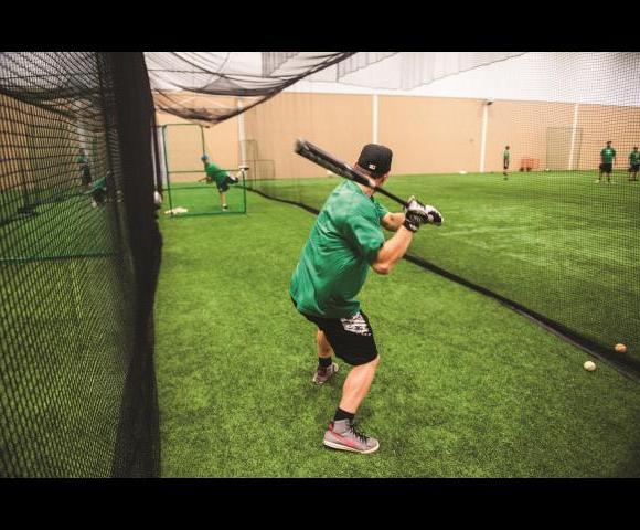 Turf room with batting cages